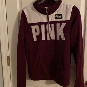 Pink Half Zip Sweatshirt Pullover (S)
